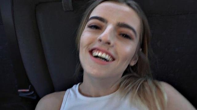 Hairy pussy teen gets her ass drilled in a taxi taxi