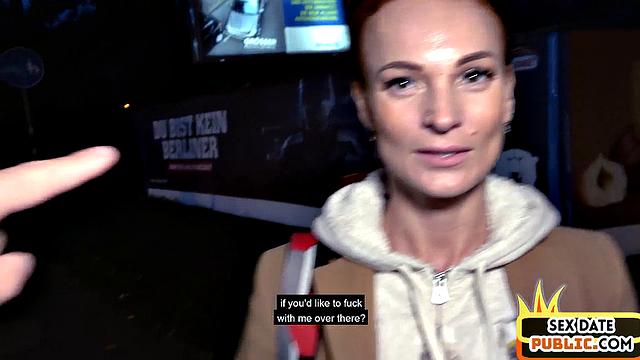 Skinny redhead MILF POV fucked outdoors by sex date