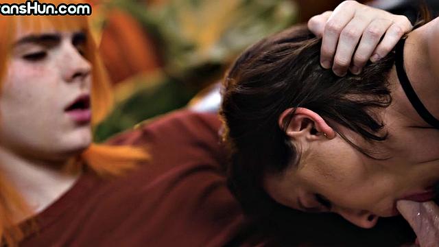 TS redhead fucks her female therapist after seance