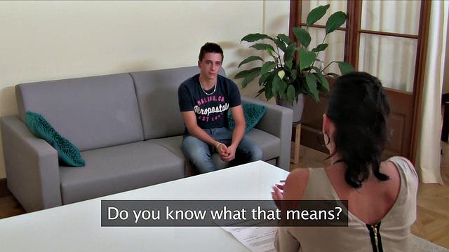 Hot MILF Agent takes a hard pounding from young stud while in stockings and high heels