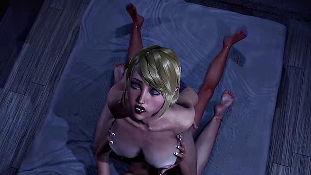 Futa3dX - Purple Haired Futa Babe Sucks OWN BIG COCK