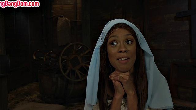 Anal Ebony slut gangbanged in stable hardcore action