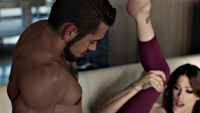 Busty TS babe barebacked in the ass by cocksucking lover