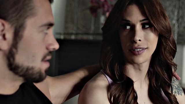 Busty TS babe barebacked in the ass by cocksucking lover