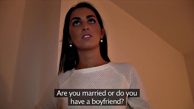 Beautiful slim brunette accepts cash for sex deal