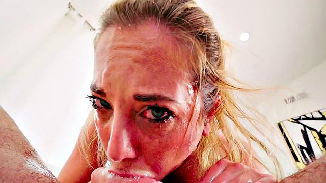 Blondie deepthroating dick roughly