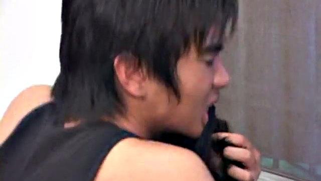 Skinny asian twunk drilled by lover