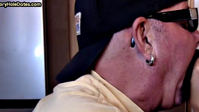 Mature gay cock-suckers spoil gloryhole dick close-up