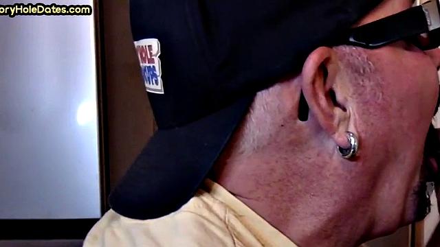 Mature gay cock-suckers spoil gloryhole dick close-up