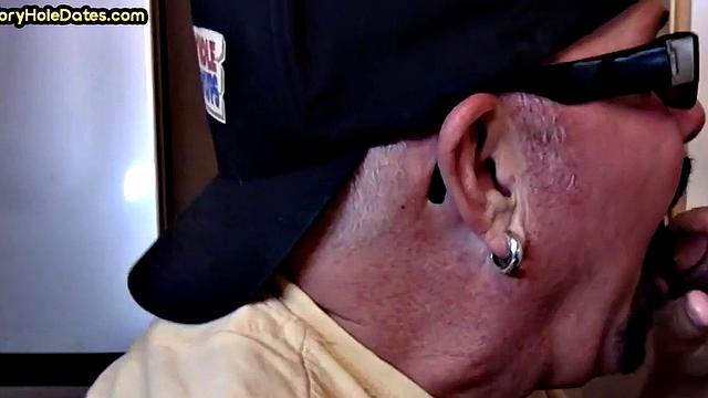 Mature gay cock-suckers spoil gloryhole dick close-up