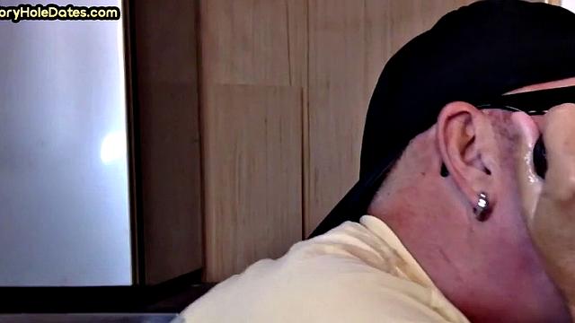 Mature gay cock-suckers spoil gloryhole dick close-up