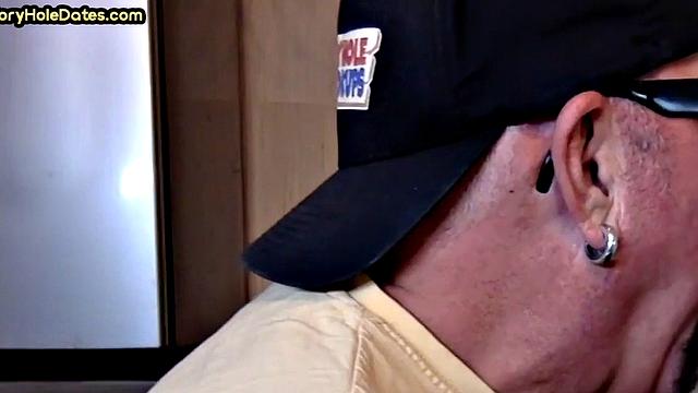 Mature gay cock-suckers spoil gloryhole dick close-up