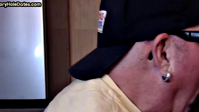 Mature gay cock-suckers spoil gloryhole dick close-up