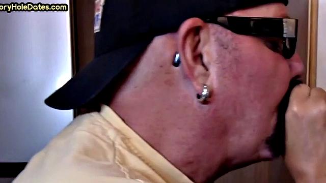 Mature gay cock-suckers spoil gloryhole dick close-up