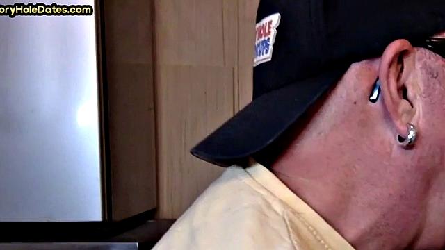 Mature gay cock-suckers spoil gloryhole dick close-up