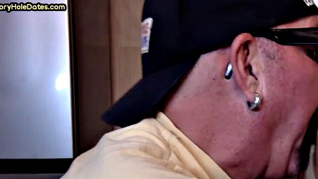 Mature gay cock-suckers spoil gloryhole dick close-up