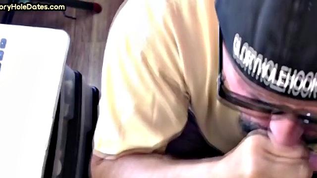 Mature gay cock-suckers spoil gloryhole dick close-up