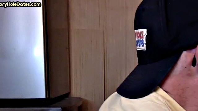 Mature gay cock-suckers spoil gloryhole dick close-up