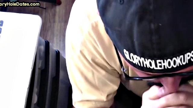 Mature gay cock-suckers spoil gloryhole dick close-up