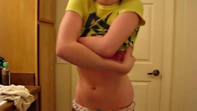 Tiny Redhead with Perfect Body Changing Clothes