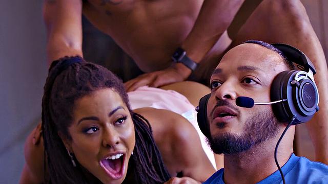 STACKED - Kira Noir Pays Delivery Guy With SNEAKY HARD ROUGH SEX While Boyfriend Is Gaming