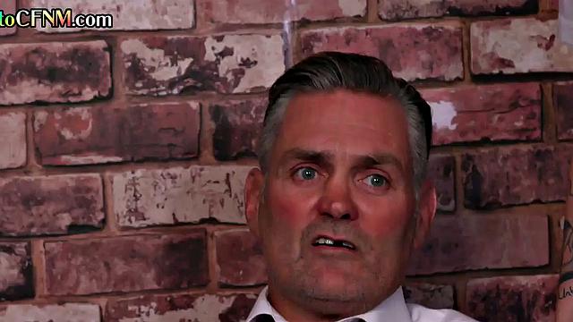 Office CFNM ladies jerking boss