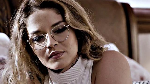 Taboo petite babe throats and rides cock of stepsisters' hubby