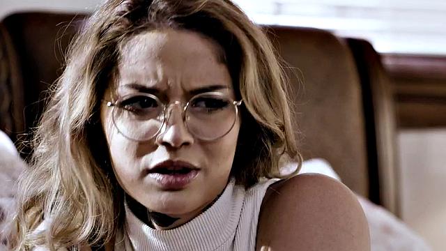 Taboo petite babe throats and rides cock of stepsisters' hubby