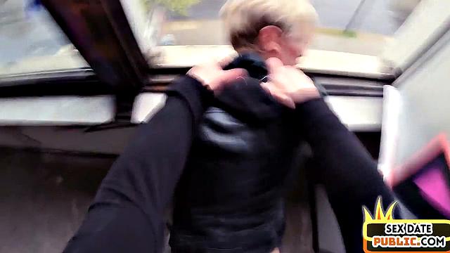 Pulled naughty babe bouncing outdoor