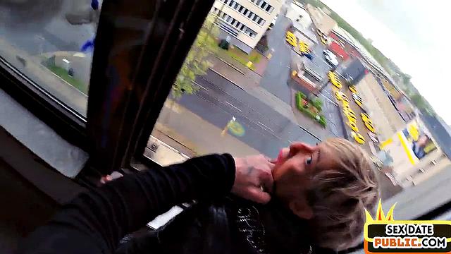 Pulled naughty babe bouncing outdoor