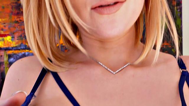 Smalltits blonde gives blowjob before anally pounded