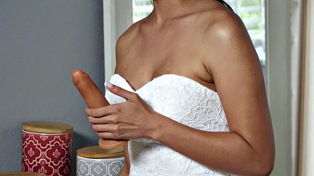 Latina hottie in stockings gets her tight pussy pounded on her wedding day