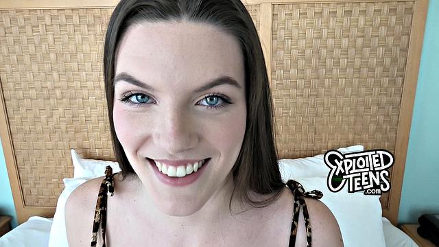 Brand NEW teen with a bush sucks a fat cock