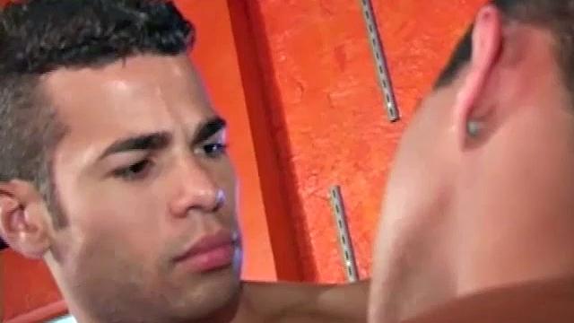 Diego Lozano hooks up with Ramon Mendez at the bar he works at. One thing leads to another, and soon Diego is savoring the bartender's monster cock. Then Diego lets the beefy Latino stuff all of it in his ass.