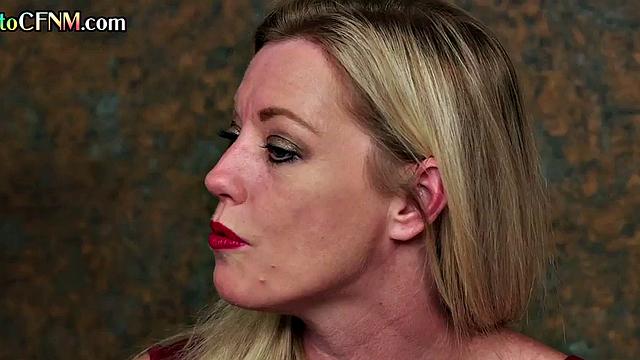 CFNM amateur petite 21yo chick learns from MILF in 3some