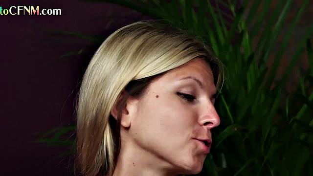 CFNM amateur petite 21yo chick learns from MILF in 3some