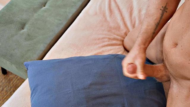 Solo guy enjoys masturbating hardcore before cumming hard