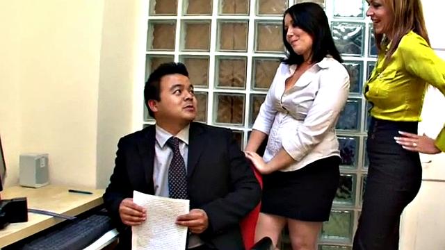 CFNM femdom secretaries humiliate small Asian penis