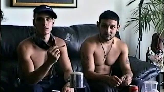 Dino and Shorty return for another session. Vinnie sets them up on the sofa again for some oral servicing.