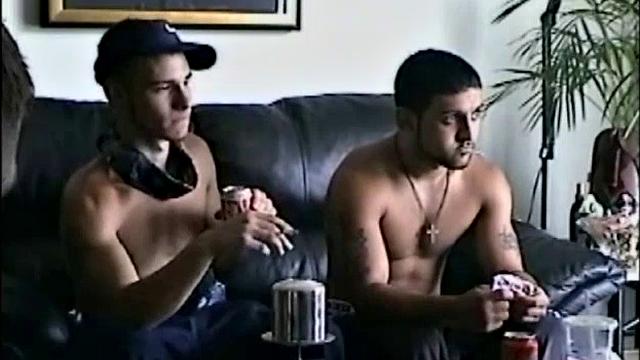 Dino and Shorty return for another session. Vinnie sets them up on the sofa again for some oral servicing.