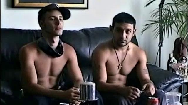 Dino and Shorty return for another session. Vinnie sets them up on the sofa again for some oral servicing.