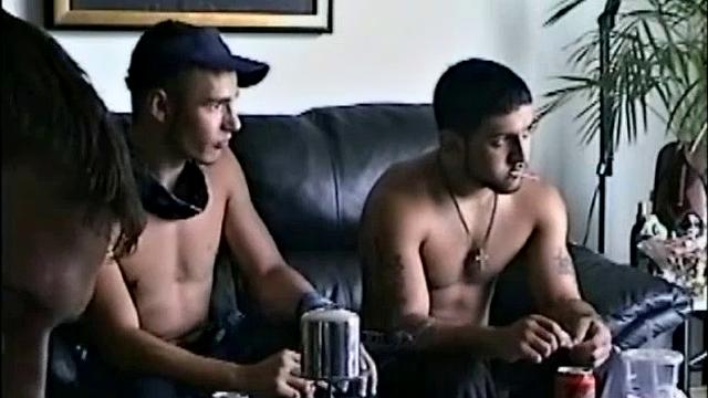 Dino and Shorty return for another session. Vinnie sets them up on the sofa again for some oral servicing.