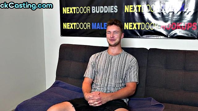 Solo handsome stud jerks till cumshot on casting