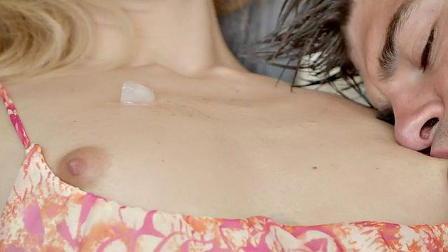 Sensual smalltitted babe making love with her lover