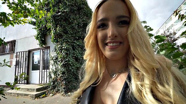 Public bae drilled from behind in wet pussy