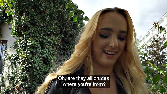 Public bae drilled from behind in wet pussy