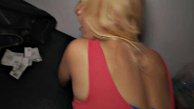 Public bae drilled from behind in wet pussy