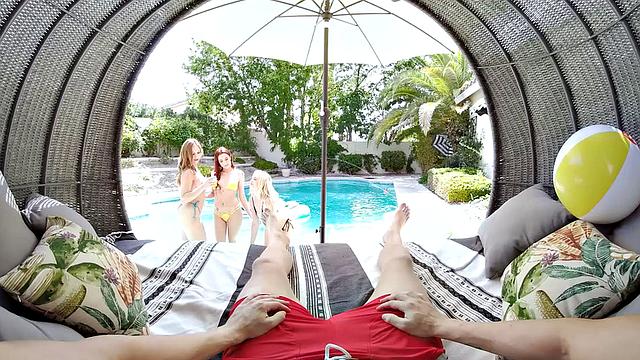 April Snow, Lilly Bell и Skylar Snow сходят с ума от жесткого траха у бассейна