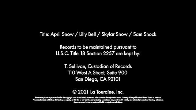 Co-ed babes April Snow, Lilly Bell, and Skylar Snow, enjoy Summer Vacation riding cock at the pool