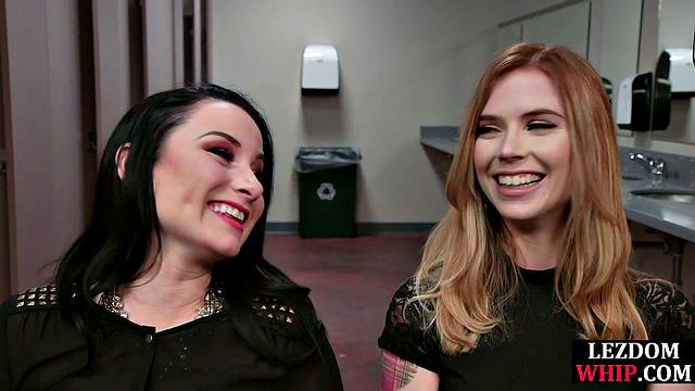 Tied blonde pussytoyed by mistress